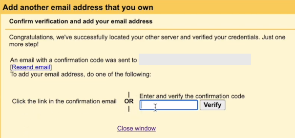 Confirm verification on your email dialog