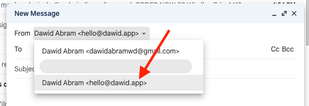 Selecting which email to send the email from on gmail