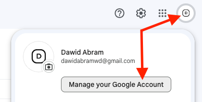 Click on Google Account button on gmail