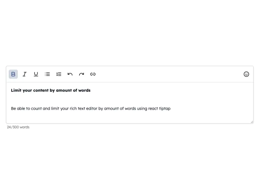 React tiptap custom extension for word count